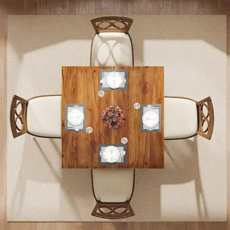 Table de salle à manger carrée de 39,4 pouces pour 2 à 4 personnes avec pieds en bois massif pour salon ou salle à manger