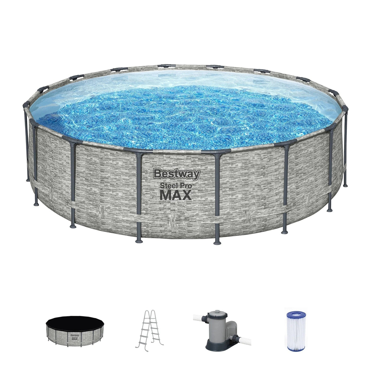 Piscine hors sol ronde Bestway Steel Pro MAX avec pompe et bâche
