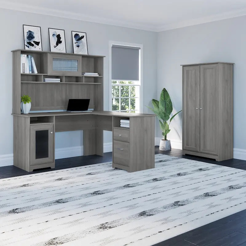 Meuble de rangement haut Cabot Espresso Oak avec portes – 31,38 long. x 16,30 larg. x 61,14 haut.
