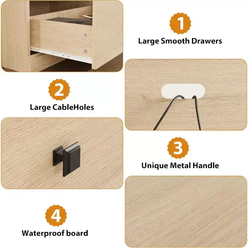 Meuble TV Mid-Century Modern de 178 cm avec tiroir de rangement et étagères ouvertes