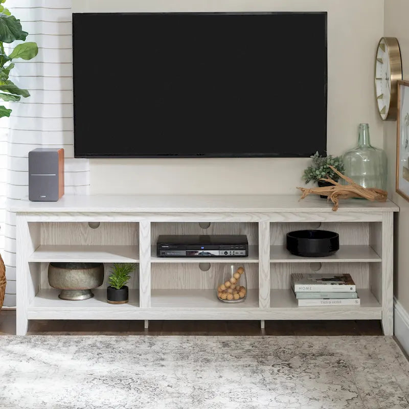 Meuble TV en bois de 70 pouces avec rangement ouvert et étagères réglables