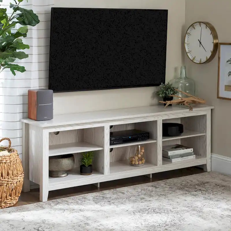 Meuble TV en bois de 70 pouces avec rangement ouvert et étagères réglables