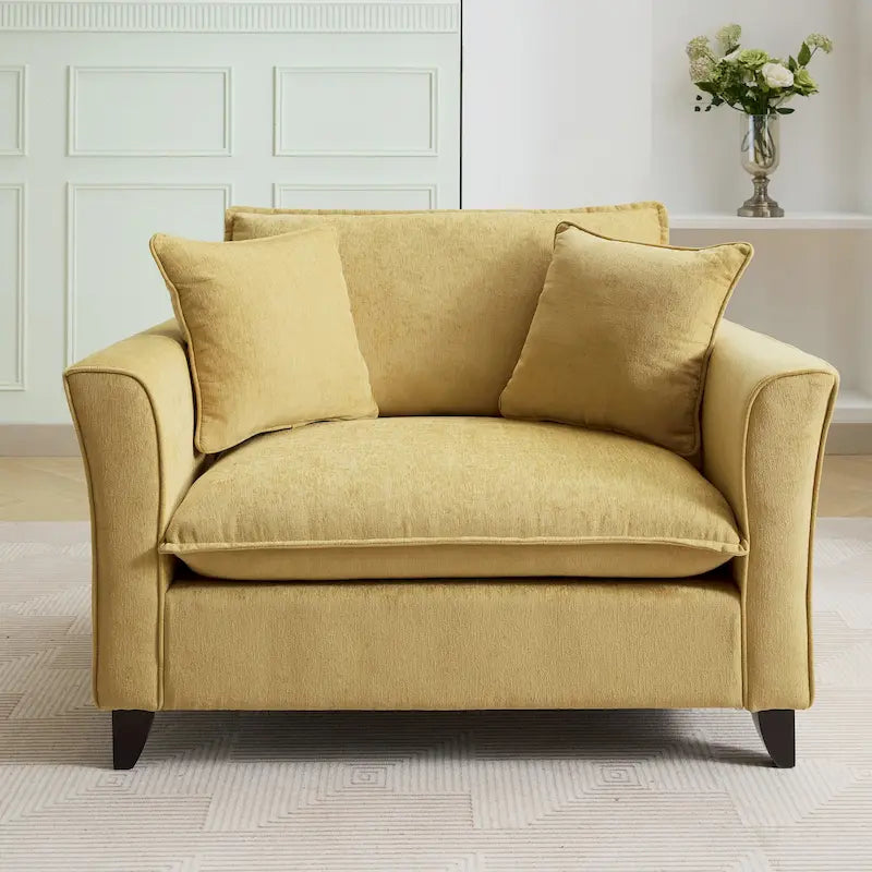 Fauteuil d'appoint surdimensionné en chenille avec accoudoirs évasés à volants