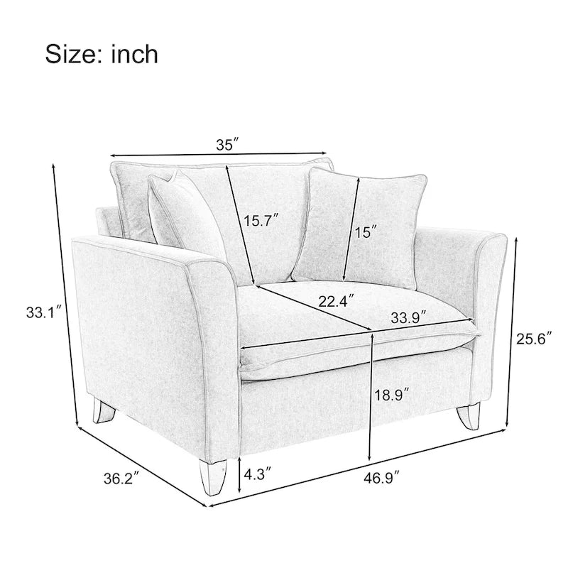 Fauteuil d'appoint surdimensionné en chenille avec accoudoirs évasés à volants