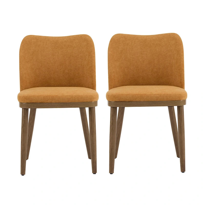 Chaise de salle à manger Mid-Century avec revêtement en tissu et pieds en bois massif Gingembre Noyer