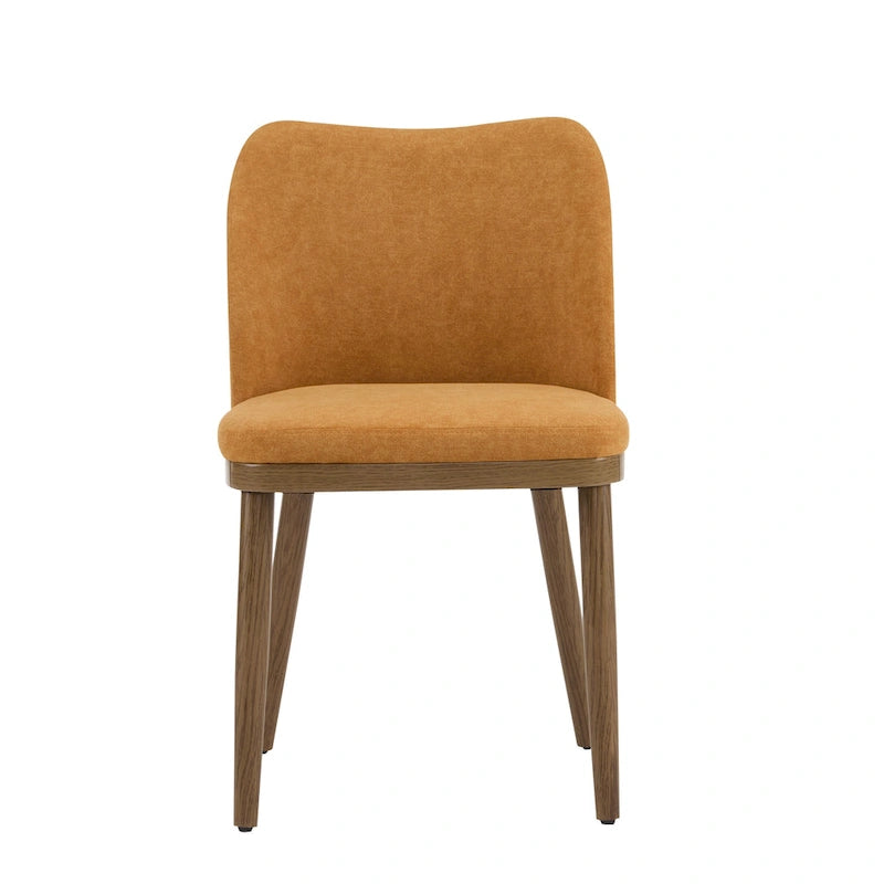Chaise de salle à manger Mid-Century avec revêtement en tissu et pieds en bois massif Gingembre Noyer