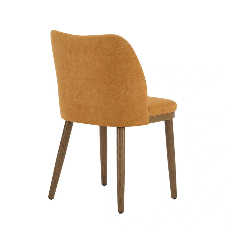 Chaise de salle à manger Mid-Century avec revêtement en tissu et pieds en bois massif Gingembre Noyer