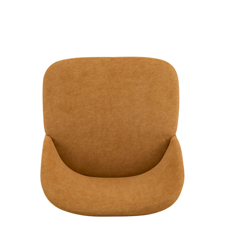 Chaise de salle à manger Mid-Century avec revêtement en tissu et pieds en bois massif Gingembre Noyer