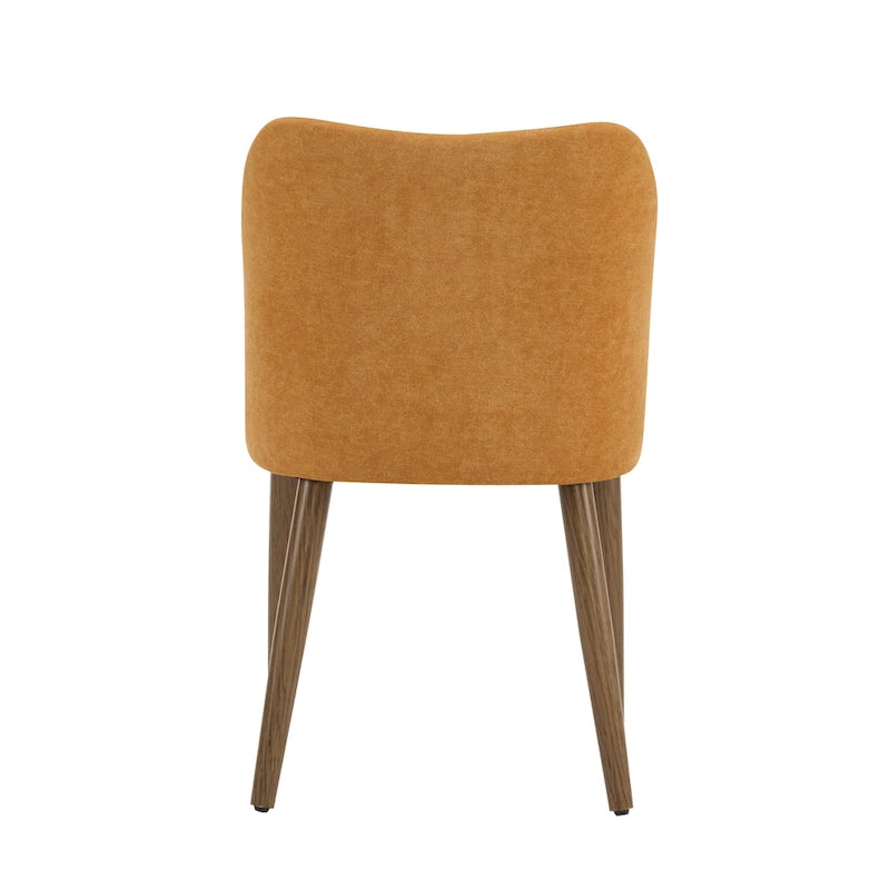 Chaise de salle à manger Mid-Century avec revêtement en tissu et pieds en bois massif Gingembre Noyer