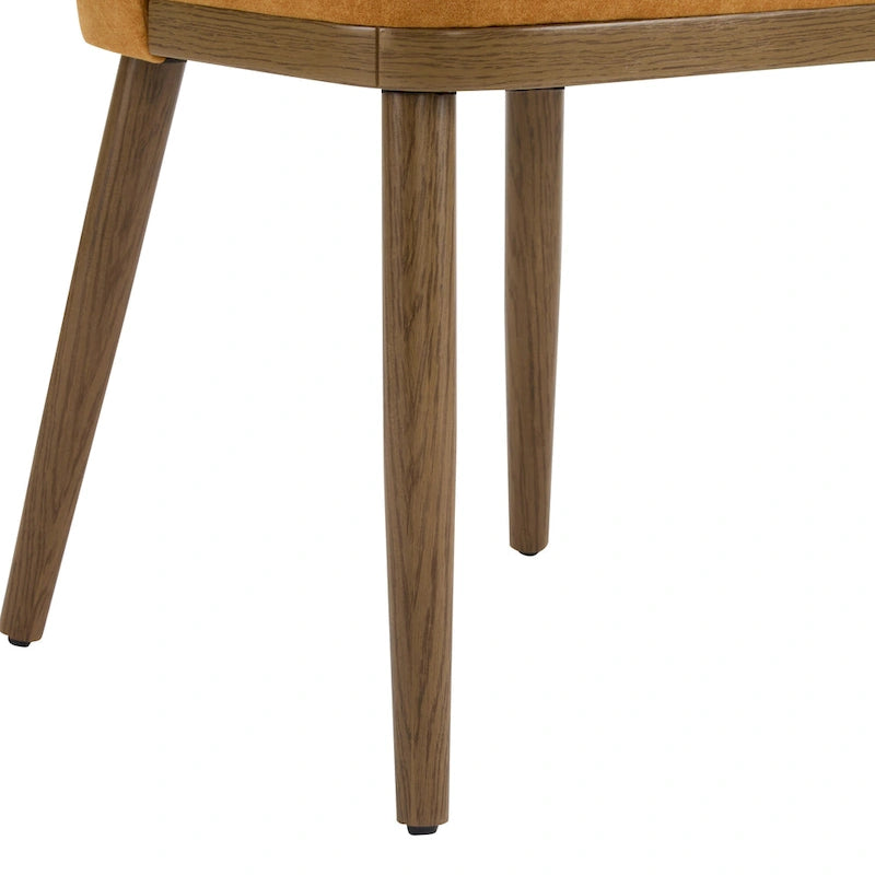 Chaise de salle à manger Mid-Century avec revêtement en tissu et pieds en bois massif Gingembre Noyer