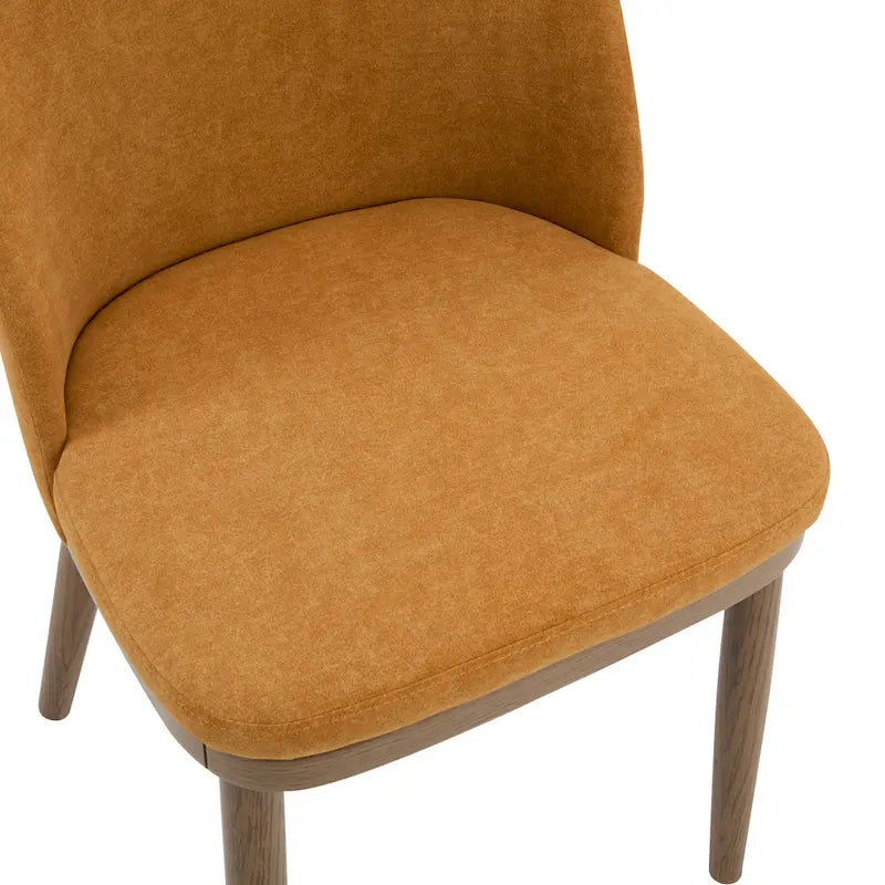 Chaise de salle à manger Mid-Century avec revêtement en tissu et pieds en bois massif Gingembre Noyer