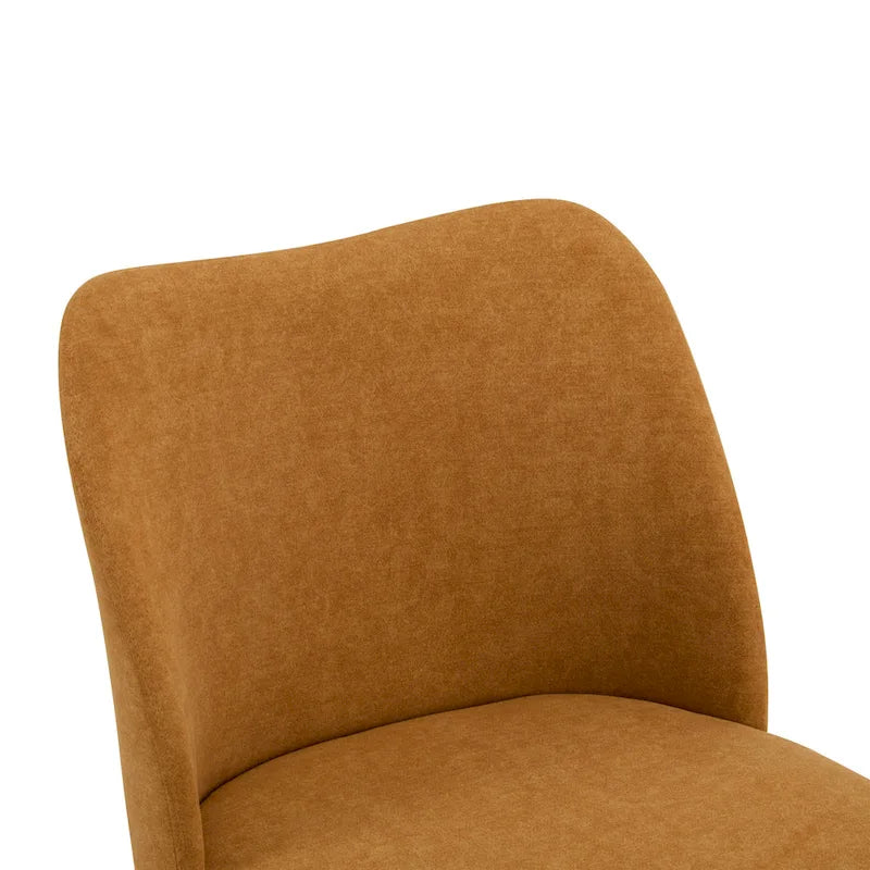 Chaise de salle à manger Mid-Century avec revêtement en tissu et pieds en bois massif Gingembre Noyer