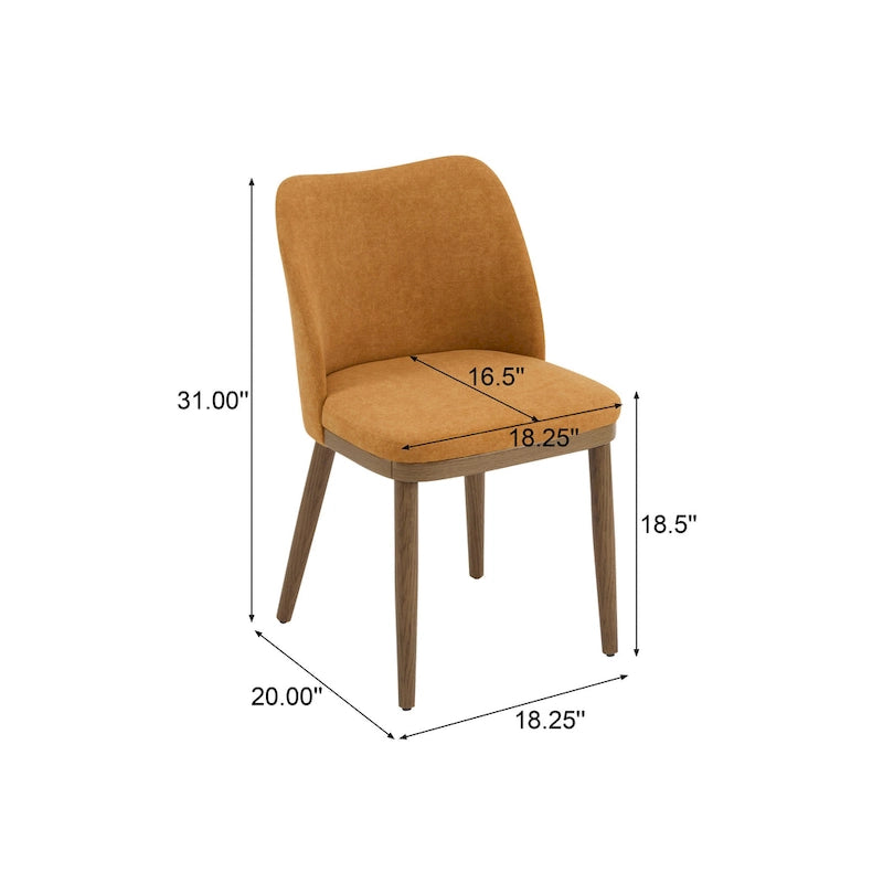 Chaise de salle à manger Mid-Century avec revêtement en tissu et pieds en bois massif Gingembre Noyer