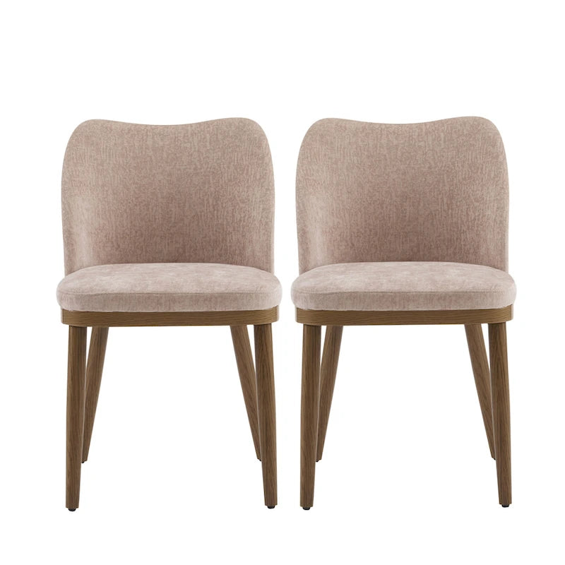 Chaise de salle à manger Mid-Century avec revêtement en tissu et pieds en bois massif Gingembre Noyer