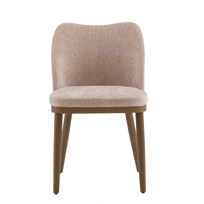 Chaise de salle à manger Mid-Century avec revêtement en tissu et pieds en bois massif Gingembre Noyer