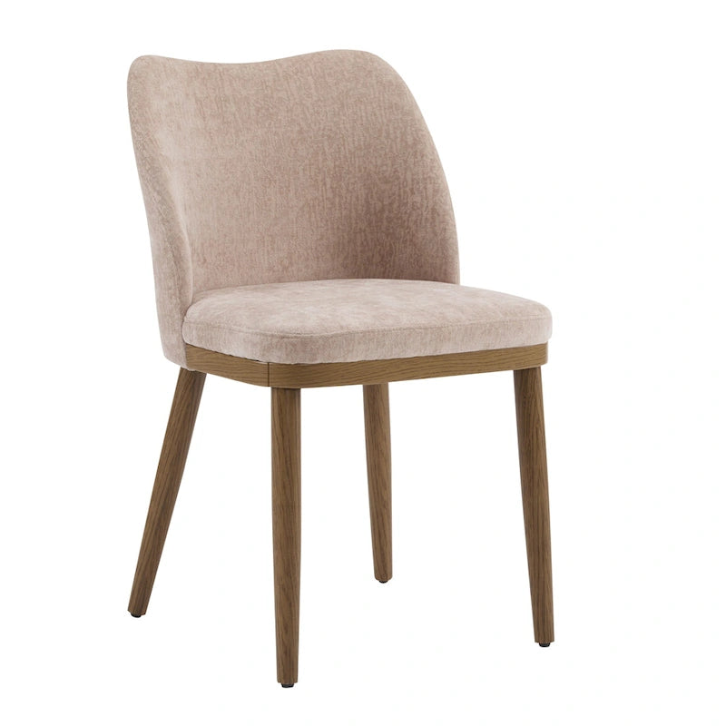 Chaise de salle à manger Mid-Century avec revêtement en tissu et pieds en bois massif Gingembre Noyer
