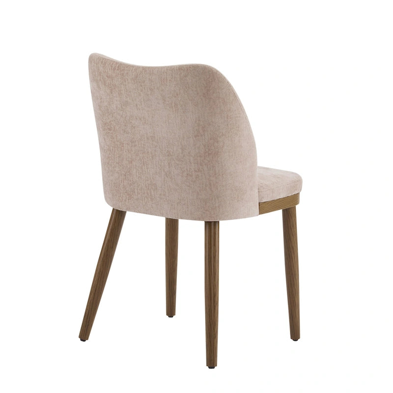 Chaise de salle à manger Mid-Century avec revêtement en tissu et pieds en bois massif Gingembre Noyer