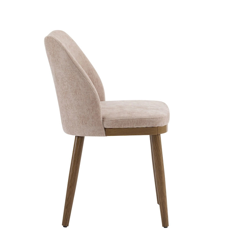 Chaise de salle à manger Mid-Century avec revêtement en tissu et pieds en bois massif Gingembre Noyer