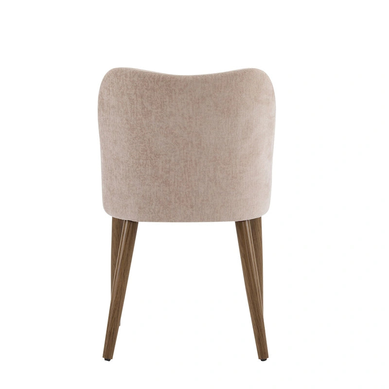 Chaise de salle à manger Mid-Century avec revêtement en tissu et pieds en bois massif Gingembre Noyer