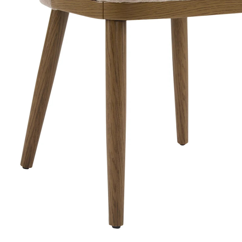 Chaise de salle à manger Mid-Century avec revêtement en tissu et pieds en bois massif Gingembre Noyer