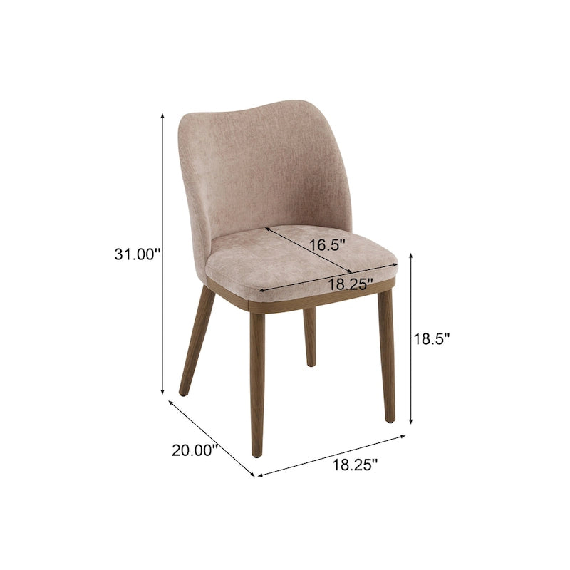 Chaise de salle à manger Mid-Century avec revêtement en tissu et pieds en bois massif Gingembre Noyer