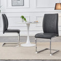 Chaise de salle à manger moderne capitonnée, dossier arqué en cuir PU, pieds cantilever chromés gris