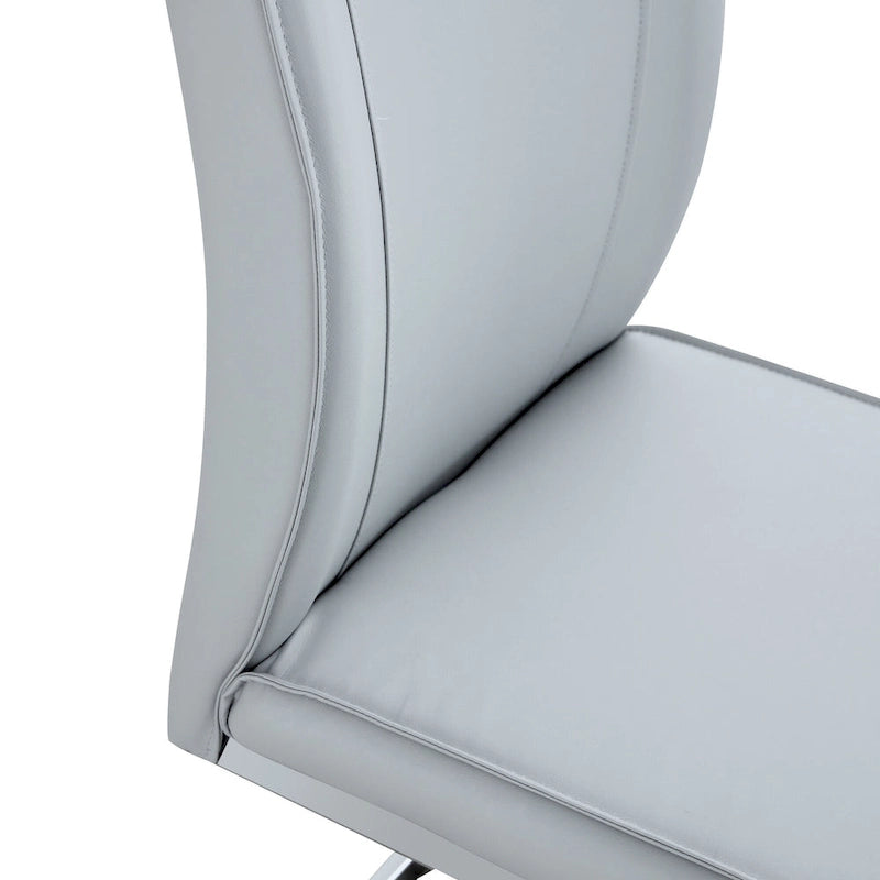 Chaise de salle à manger moderne capitonnée, dossier arqué en cuir PU, pieds cantilever chromés gris