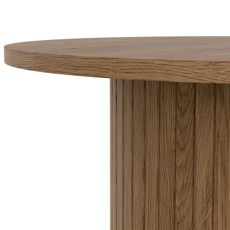 Table d'appoint avec base cylindrique cannelée, finition grain de bois, noire ou marron