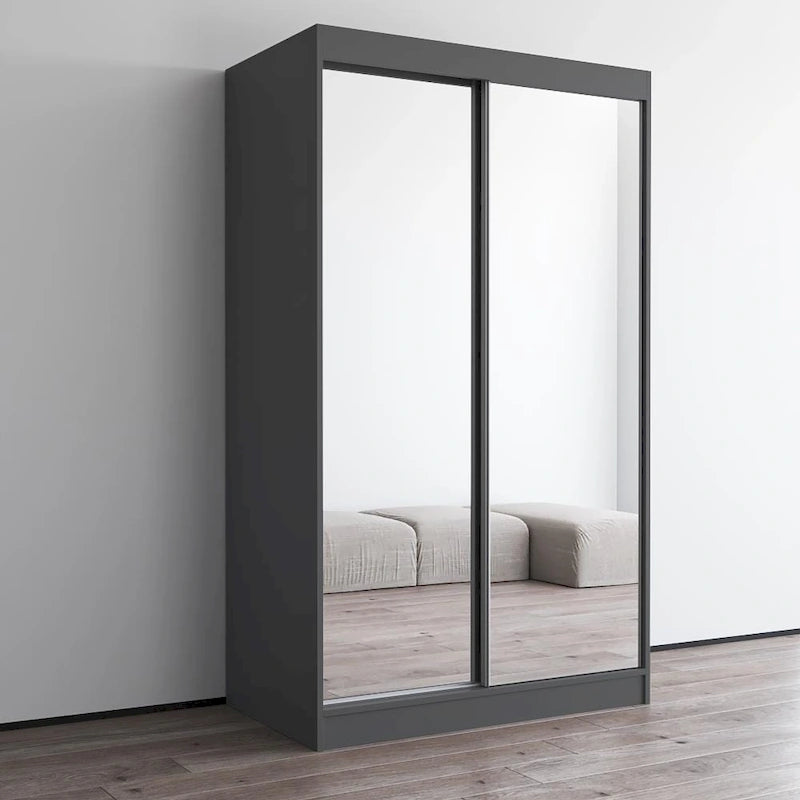 Armoire-penderie à 2 portes miroir avec finition brillante | 120 ou 150 cm de largeur