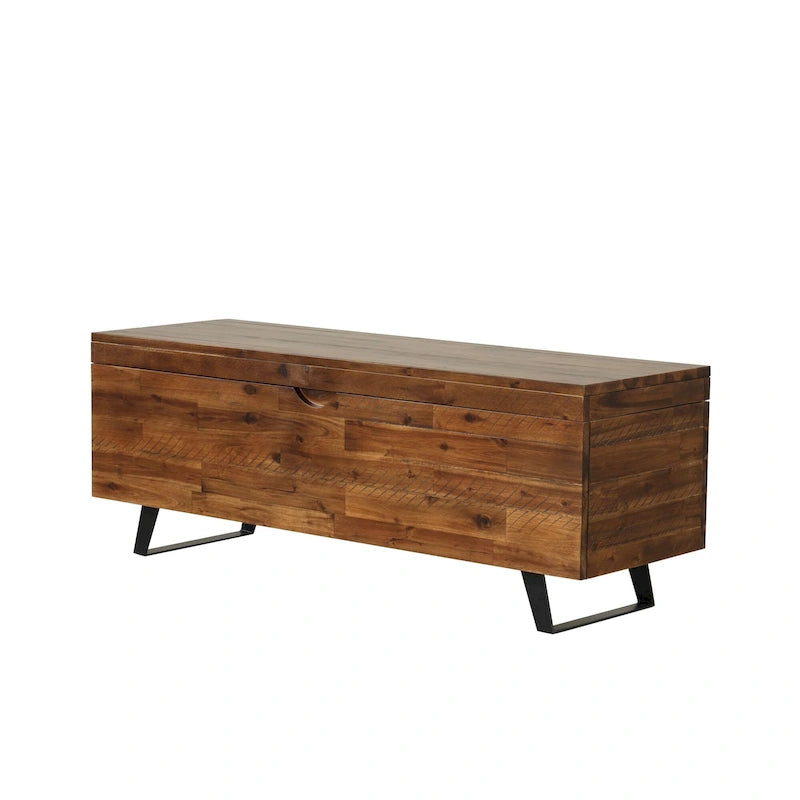 Banc de rangement Broadmore en bois d'acacia de 46 pouces
