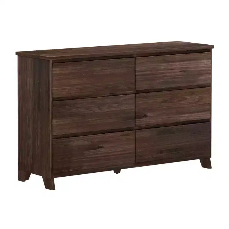 Commode de ferme en bois massif à 6 tiroirs