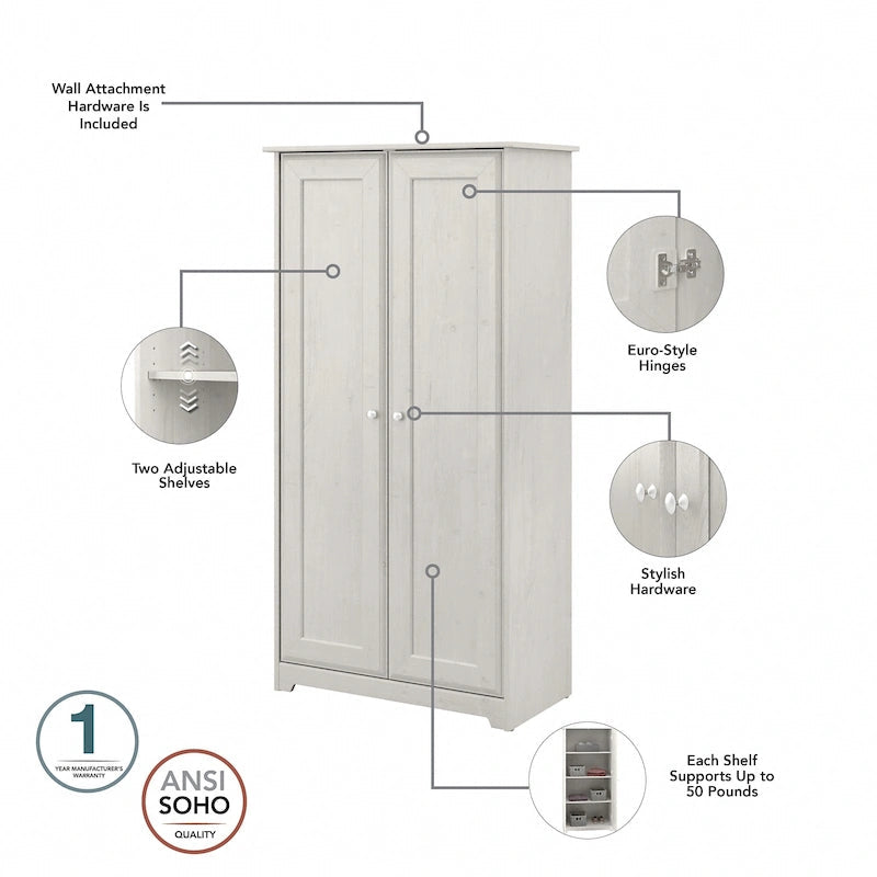 Meuble de rangement haut Cabot Espresso Oak avec portes – 31,38 long. x 16,30 larg. x 61,14 haut.