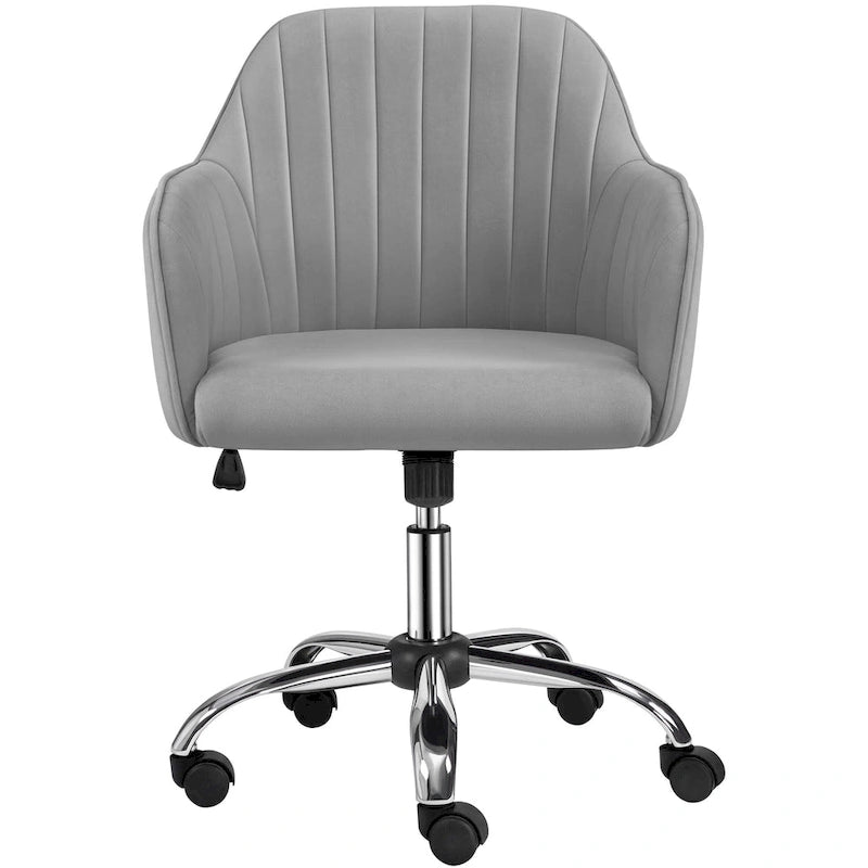 Fauteuil de bureau pivotant en velours avec accoudoirs, réglable en hauteur, rose