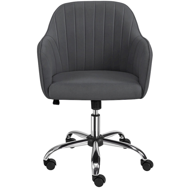 Fauteuil de bureau pivotant en velours avec accoudoirs, réglable en hauteur, rose