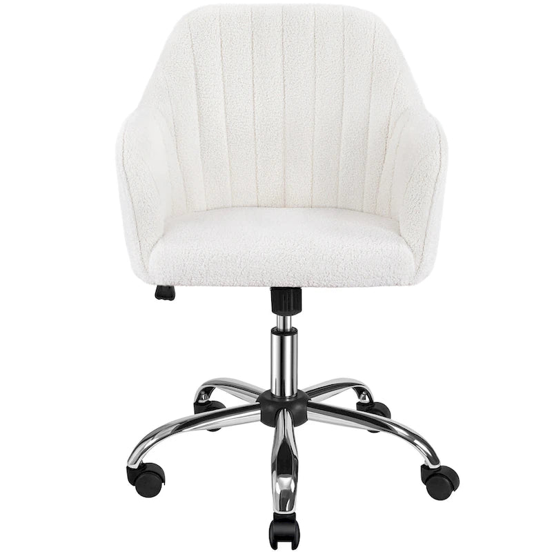 Fauteuil de bureau pivotant en velours avec accoudoirs, réglable en hauteur, rose