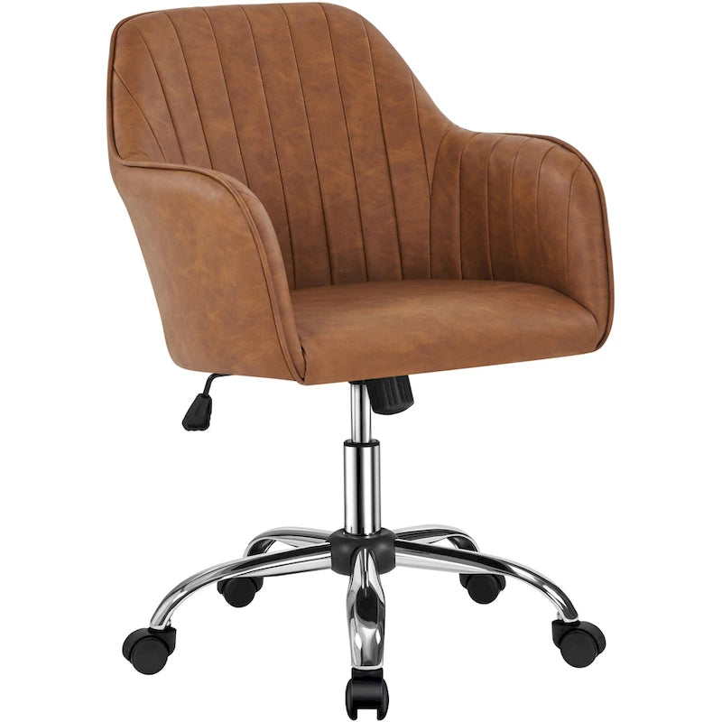 Fauteuil de bureau pivotant en velours avec accoudoirs, réglable en hauteur, rose