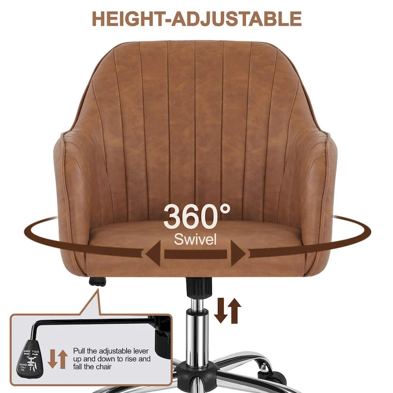 Fauteuil de bureau pivotant en velours avec accoudoirs, réglable en hauteur, rose