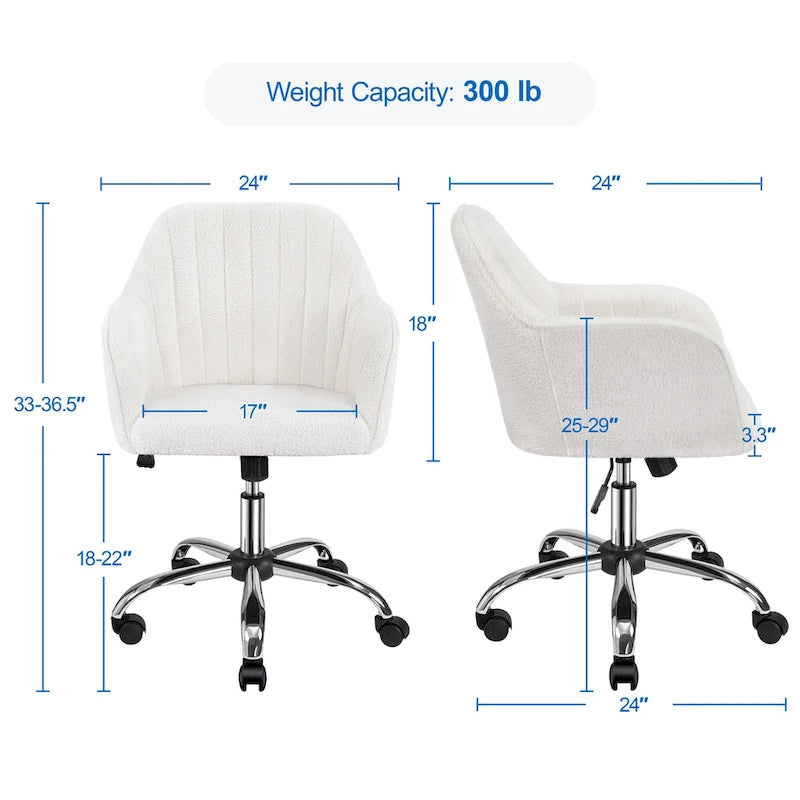 Fauteuil de bureau pivotant en velours avec accoudoirs, réglable en hauteur, rose