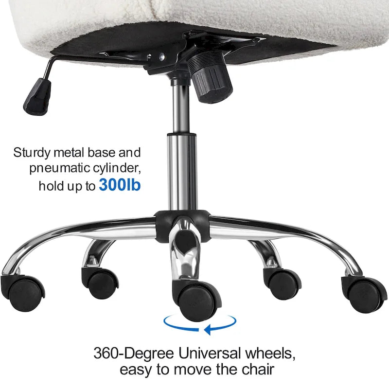 Fauteuil de bureau pivotant en velours avec accoudoirs, réglable en hauteur, rose
