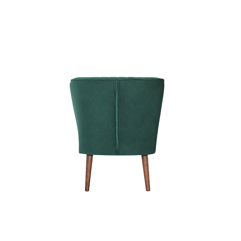 Fauteuil d'appoint sans accoudoirs en velours avec pieds en bois massif