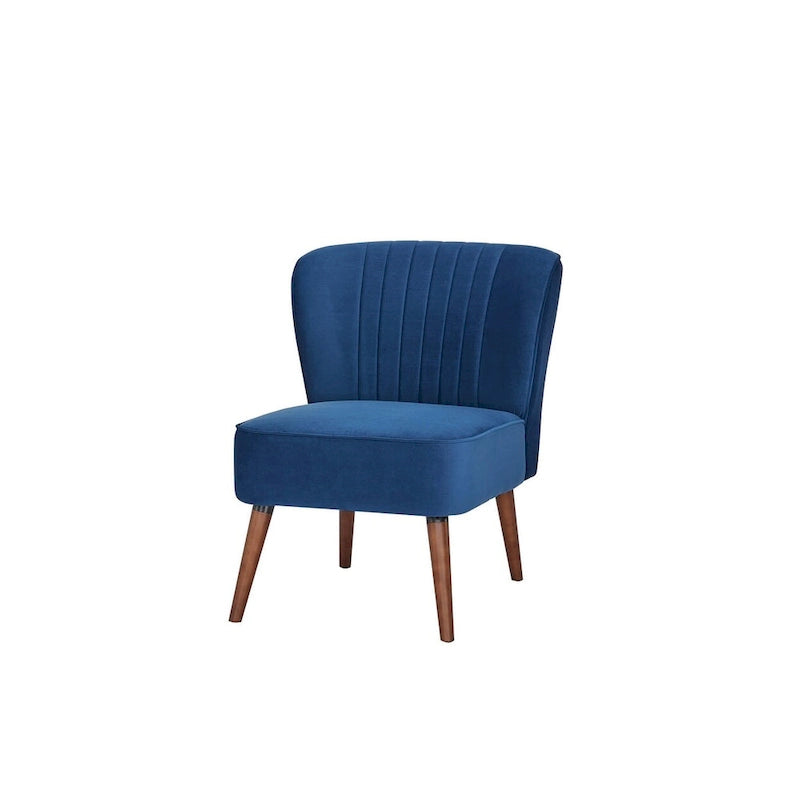 Fauteuil d'appoint sans accoudoirs en velours avec pieds en bois massif