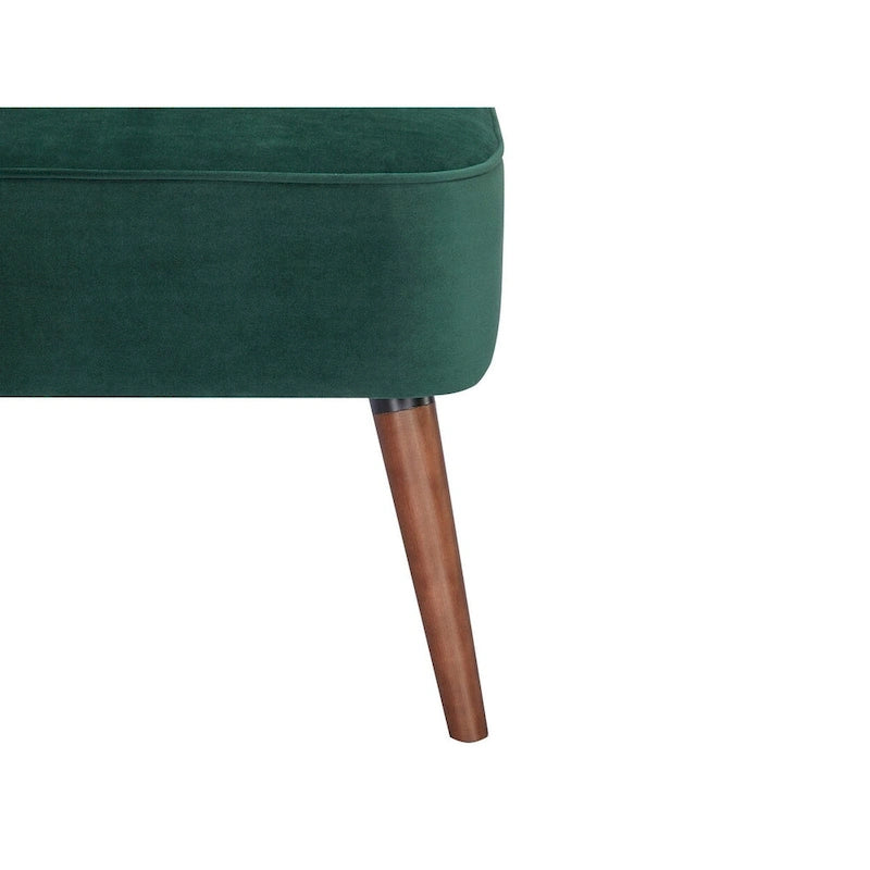 Fauteuil d'appoint sans accoudoirs en velours avec pieds en bois massif