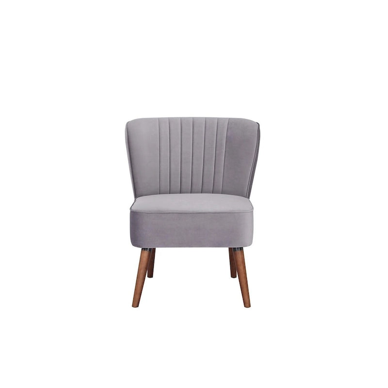 Fauteuil d'appoint sans accoudoirs en velours avec pieds en bois massif