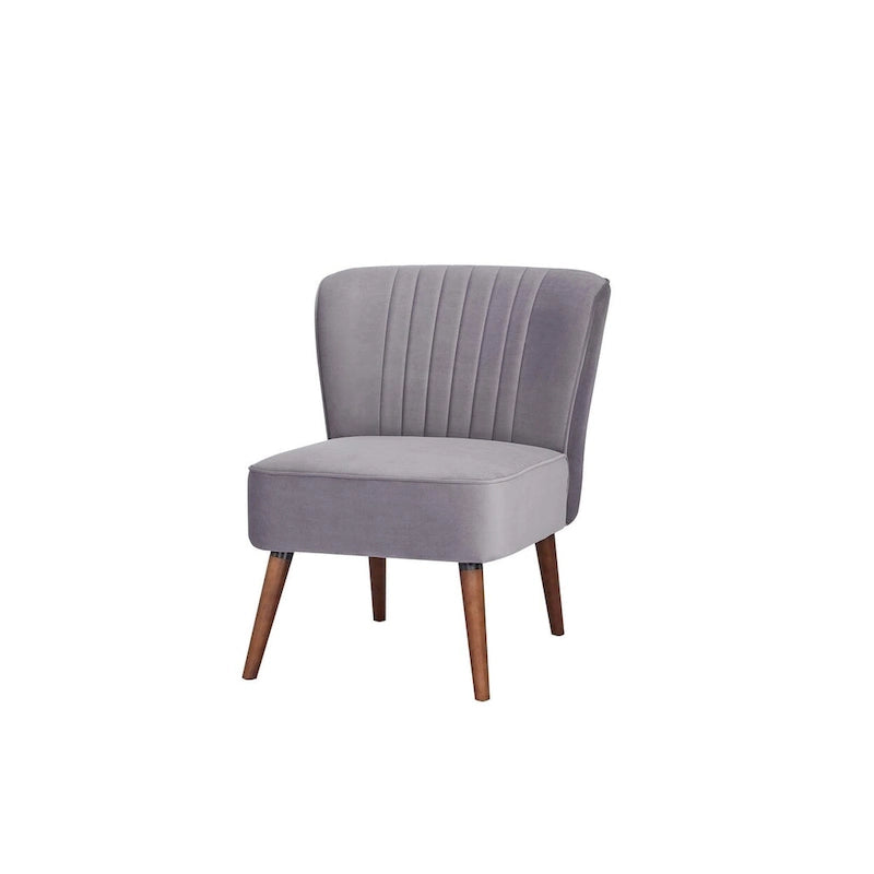 Fauteuil d'appoint sans accoudoirs en velours avec pieds en bois massif