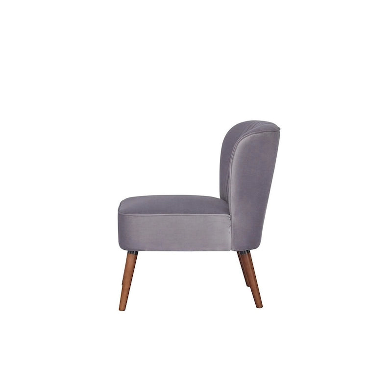 Fauteuil d'appoint sans accoudoirs en velours avec pieds en bois massif