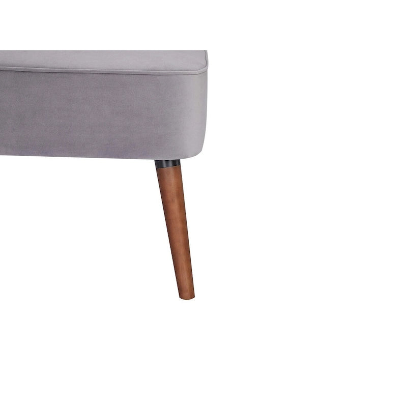 Fauteuil d'appoint sans accoudoirs en velours avec pieds en bois massif