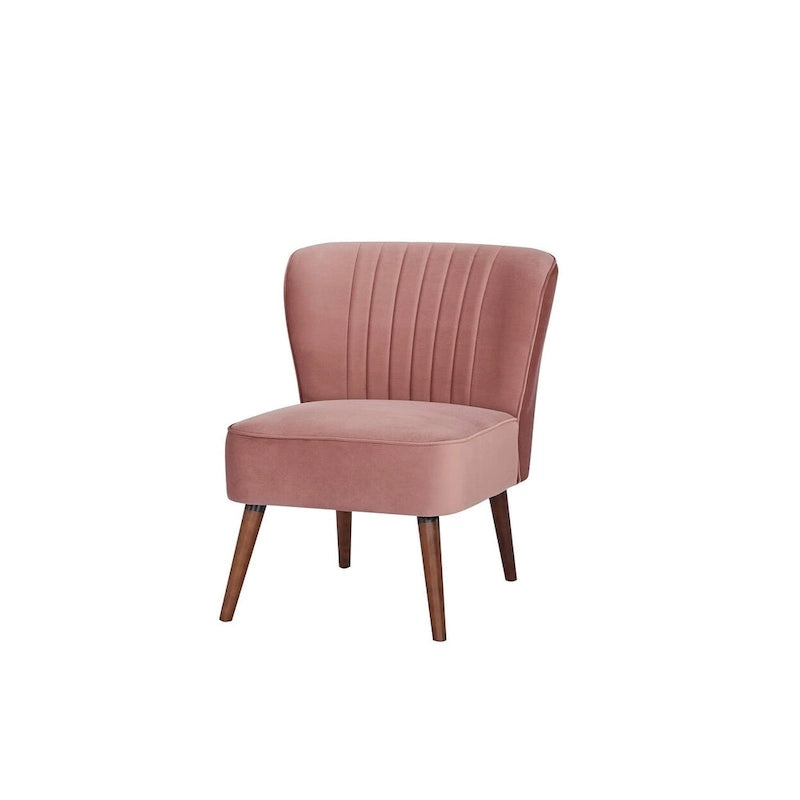 Fauteuil d'appoint sans accoudoirs en velours avec pieds en bois massif