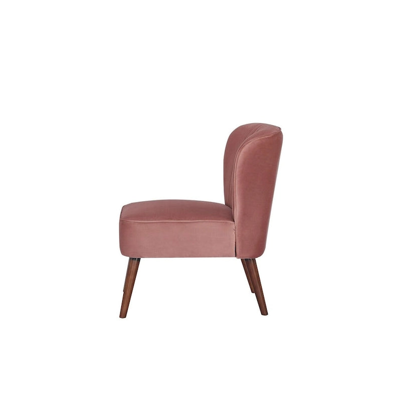 Fauteuil d'appoint sans accoudoirs en velours avec pieds en bois massif