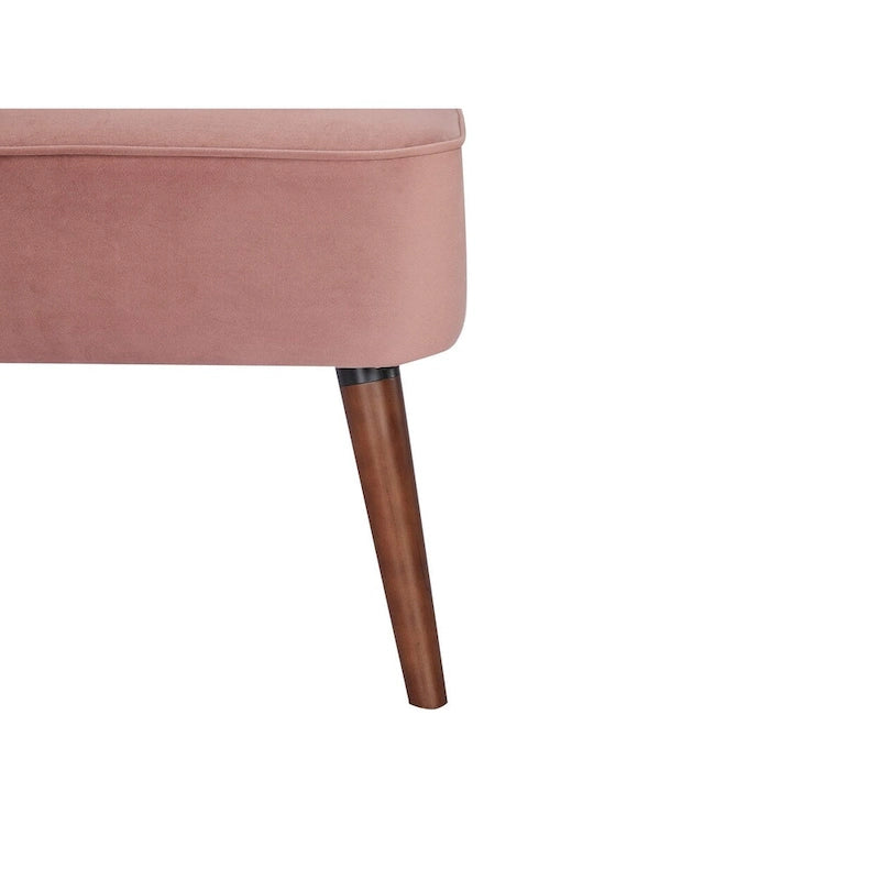 Fauteuil d'appoint sans accoudoirs en velours avec pieds en bois massif