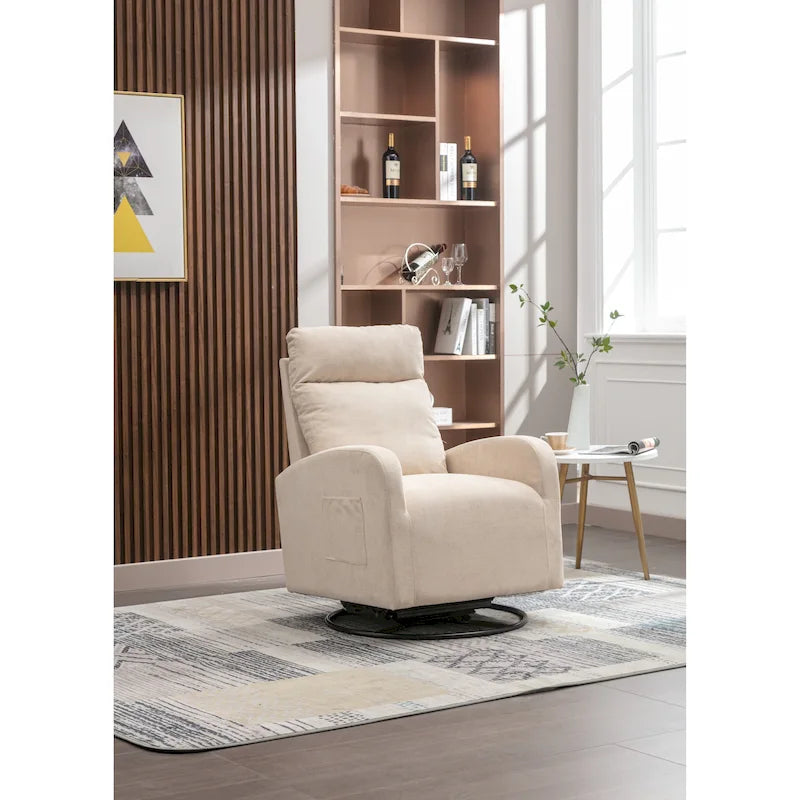 Fauteuil inclinable pivotant à 360 degrés avec coussin lombaire, dossier haut et revêtement beige